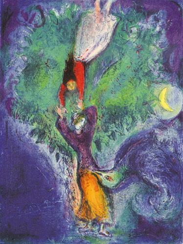 Alors elle est descendue de l’arbre contemporain Marc Chagall Peintures à l'huile